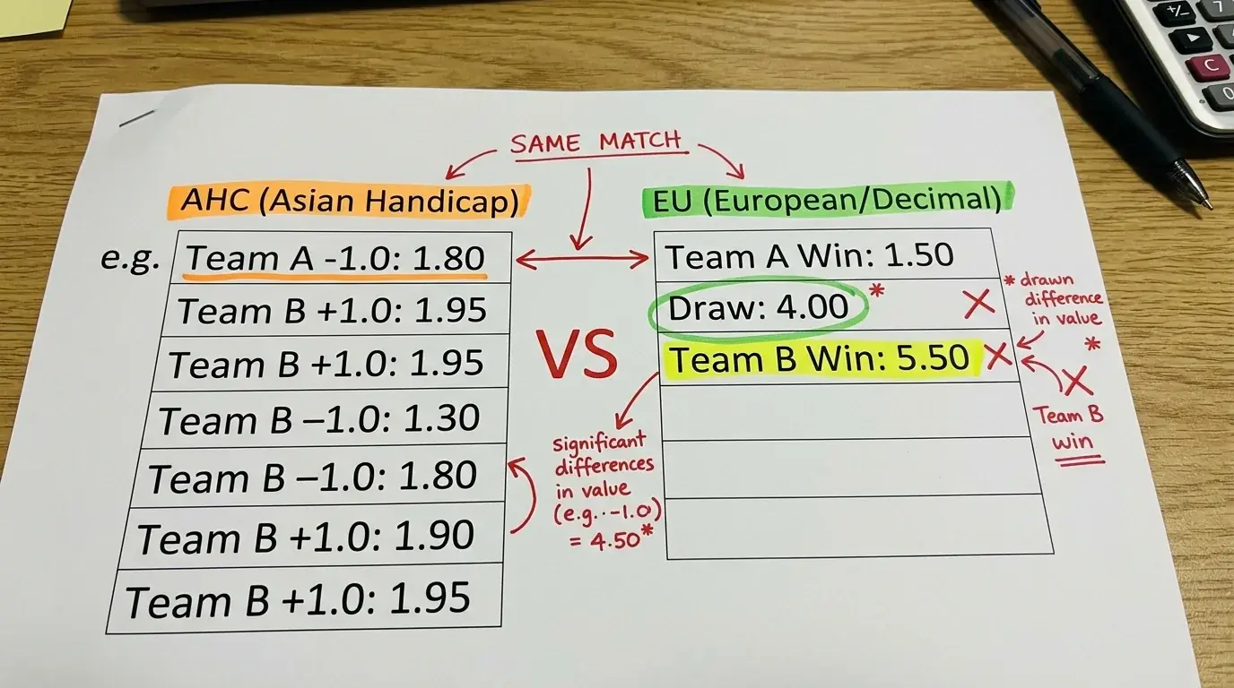 AHC vs EU Margenvergleich bei identischem Futsal-Spiel