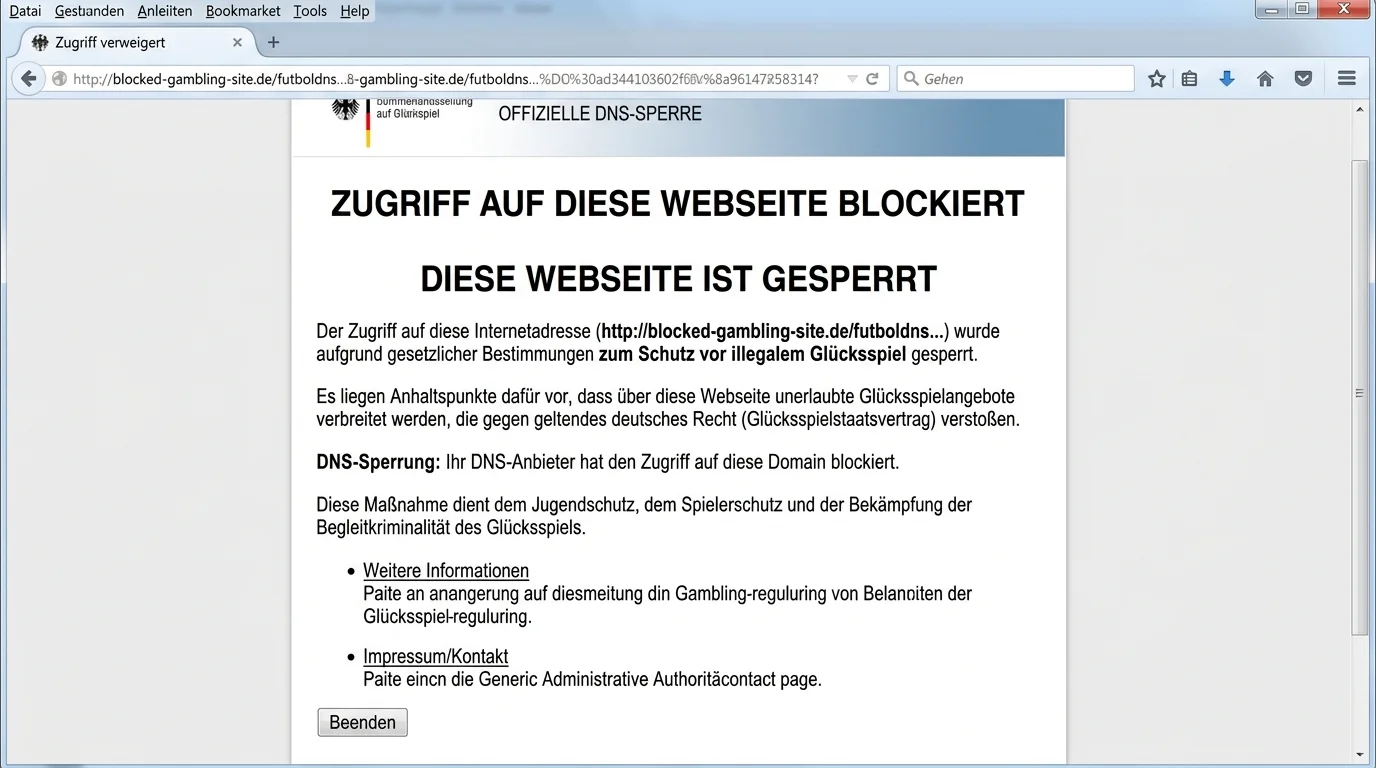 DNS-Sperren zum Schutz vor illegalen Futsal-Anbietern