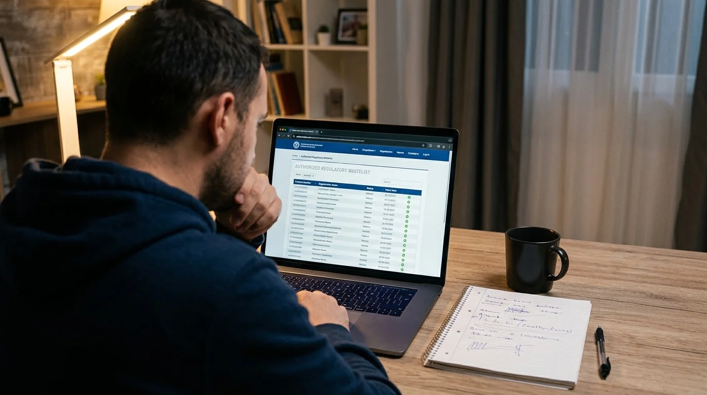 Laptop mit geöffneter GGL-Whitelist-Prüfung für Futsal-Wettanbieter in Deutschland