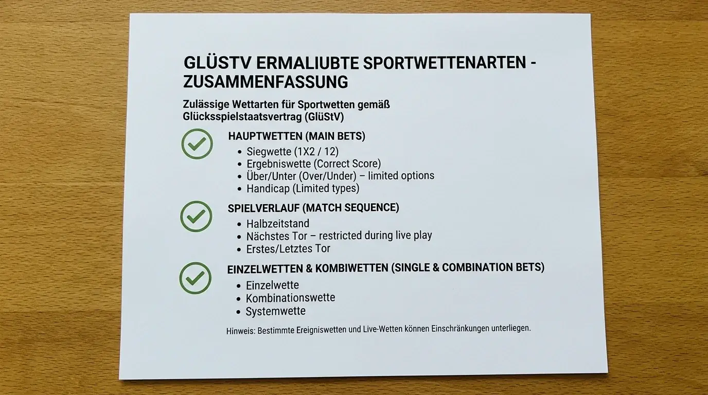 Erlaubte Futsal-Wettarten nach GlüStV