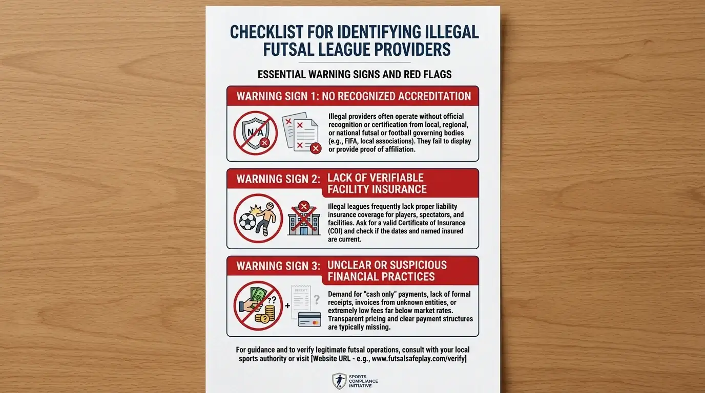 Checkliste zur Erkennung illegaler Futsal-Anbieter