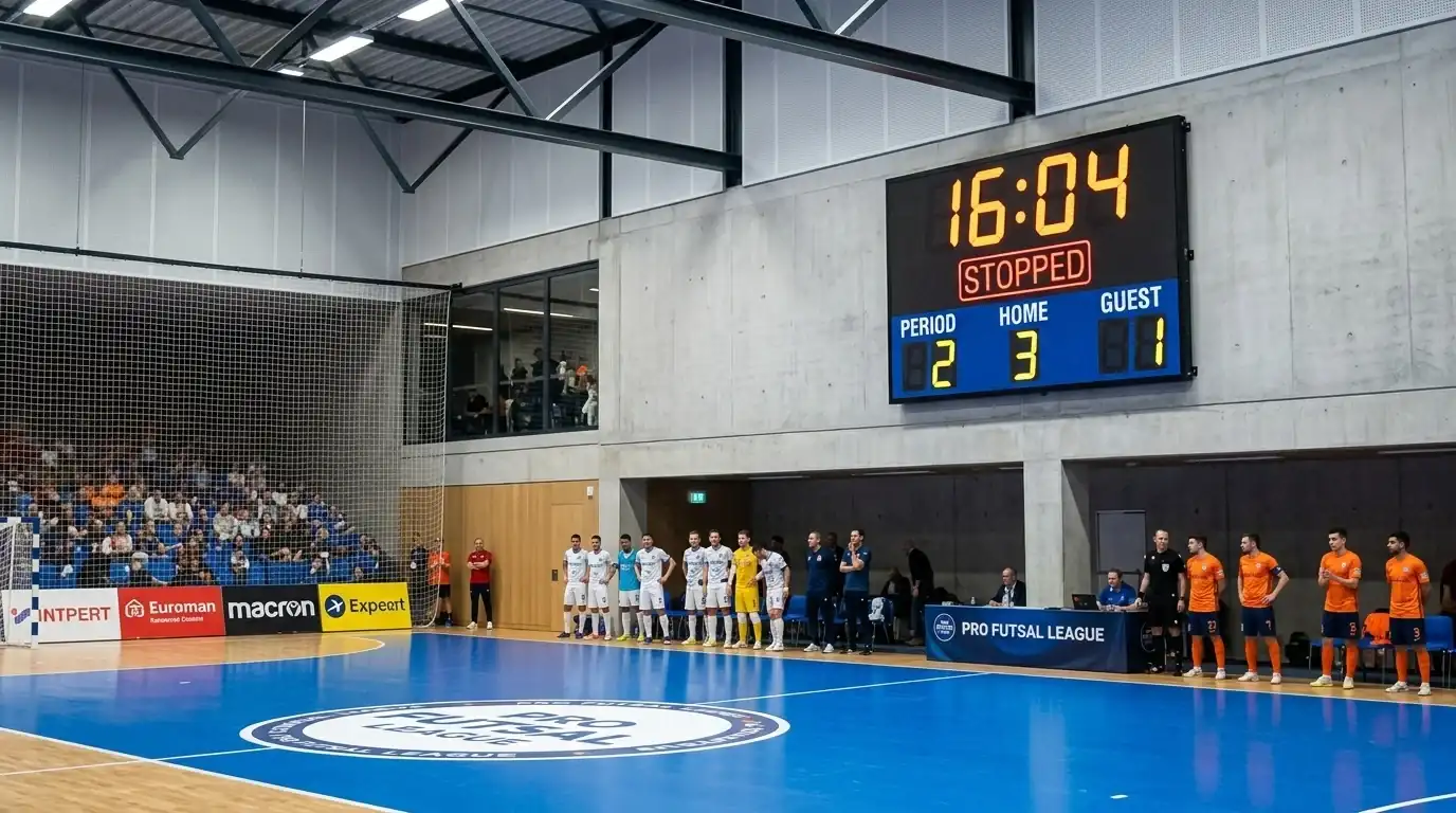Gestoppte Uhr bei der Netto-Spielzeit im Futsal