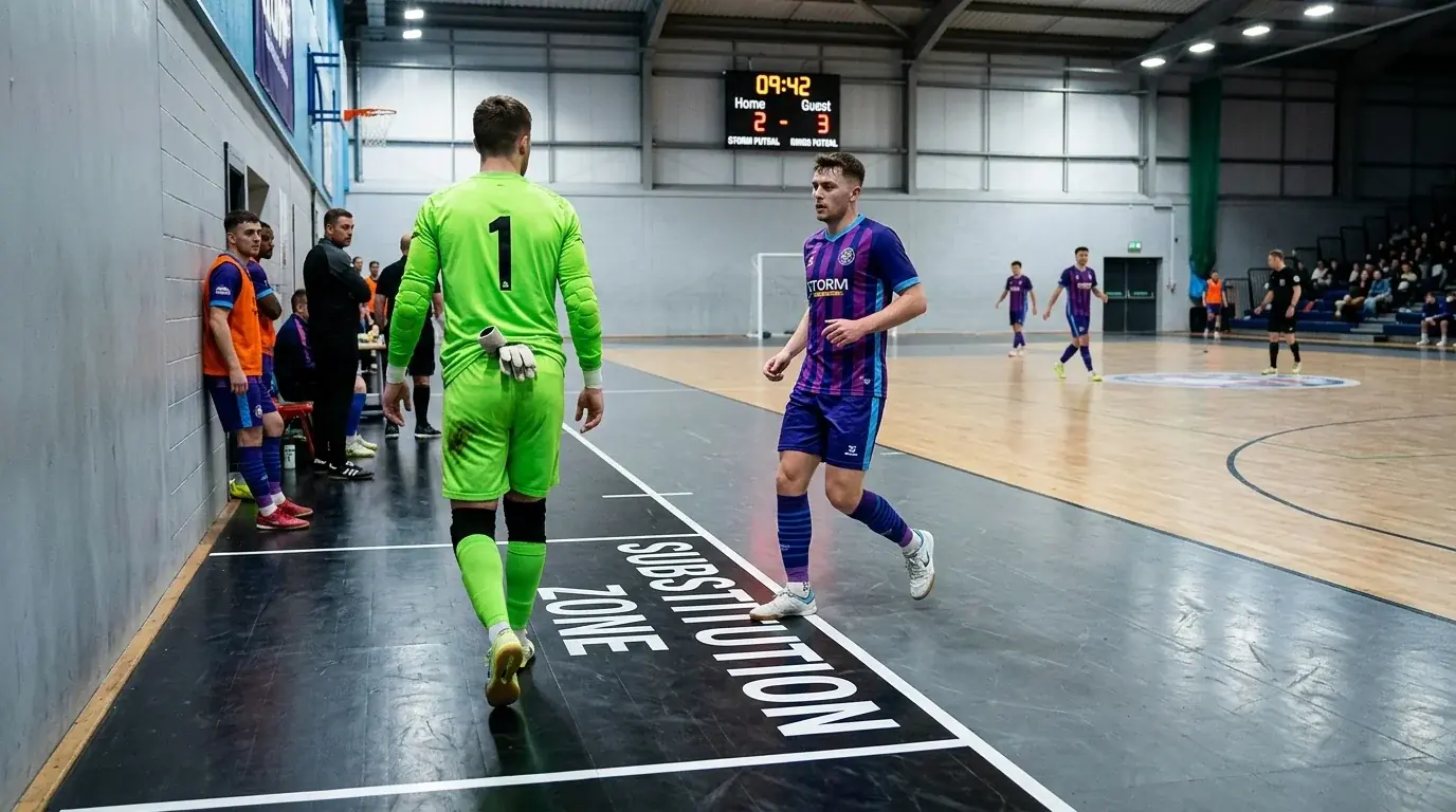 Torwart verlässt das Feld beim Futsal Power Play